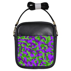 Purple and Green Camouflage Girls Sling Bag