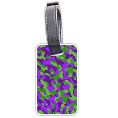 Purple And Green Camouflage Luggage Tag (one Side) by SpinnyChairDesigns