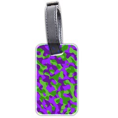 Purple And Green Camouflage Luggage Tag (two Sides) by SpinnyChairDesigns