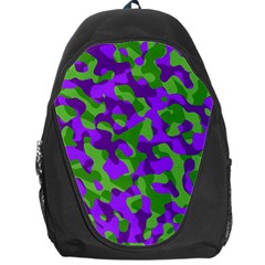 Purple And Green Camouflage Backpack Bag by SpinnyChairDesigns