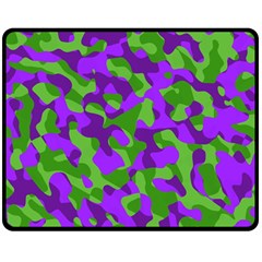 Purple and Green Camouflage Double Sided Fleece Blanket (Medium) 