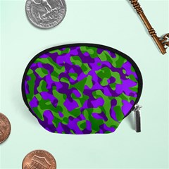 Purple And Green Camouflage Accessory Pouch (small) by SpinnyChairDesigns