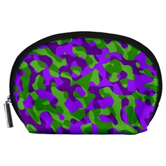 Purple And Green Camouflage Accessory Pouch (large) by SpinnyChairDesigns