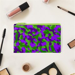 Purple and Green Camouflage Cosmetic Bag (XS)