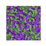 Purple and Green Camouflage Small Satin Scarf (Square) Front