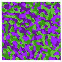 Purple And Green Camouflage Wooden Puzzle Square by SpinnyChairDesigns