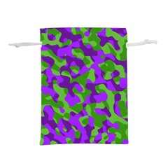 Purple And Green Camouflage Lightweight Drawstring Pouch (l) by SpinnyChairDesigns