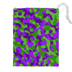 Purple and Green Camouflage Drawstring Pouch (4XL)