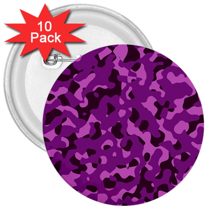 Dark Purple Camouflage Pattern 3  Buttons (10 pack) 