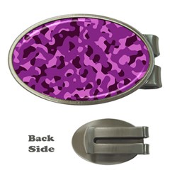 Dark Purple Camouflage Pattern Money Clips (oval)  by SpinnyChairDesigns