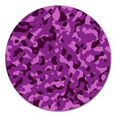 Dark Purple Camouflage Pattern Magnet 5  (round) by SpinnyChairDesigns