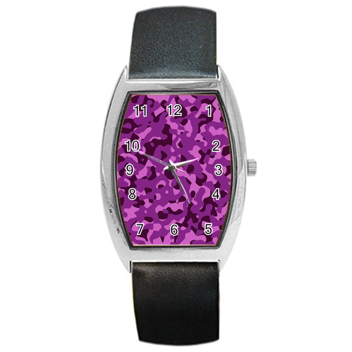 Dark Purple Camouflage Pattern Barrel Style Metal Watch