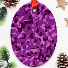 Dark Purple Camouflage Pattern Oval Ornament (two Sides) by SpinnyChairDesigns