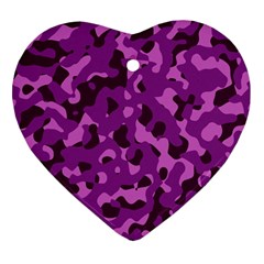 Dark Purple Camouflage Pattern Heart Ornament (two Sides) by SpinnyChairDesigns