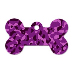 Dark Purple Camouflage Pattern Dog Tag Bone (two Sides) by SpinnyChairDesigns