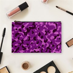 Dark Purple Camouflage Pattern Cosmetic Bag (medium) by SpinnyChairDesigns