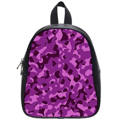 Dark Purple Camouflage Pattern School Bag (small) by SpinnyChairDesigns