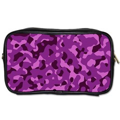 Dark Purple Camouflage Pattern Toiletries Bag (one Side) by SpinnyChairDesigns