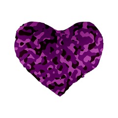 Dark Purple Camouflage Pattern Standard 16  Premium Heart Shape Cushions by SpinnyChairDesigns