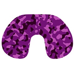 Dark Purple Camouflage Pattern Travel Neck Pillow by SpinnyChairDesigns