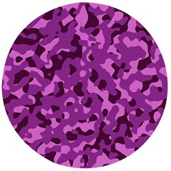 Dark Purple Camouflage Pattern Wooden Bottle Opener (round) by SpinnyChairDesigns