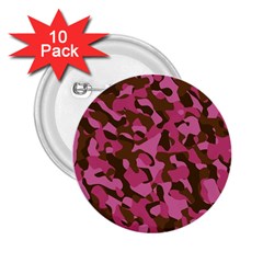 Pink And Brown Camouflage 2 25  Buttons (10 Pack)  by SpinnyChairDesigns