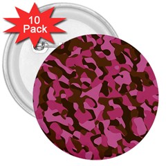 Pink And Brown Camouflage 3  Buttons (10 Pack)  by SpinnyChairDesigns