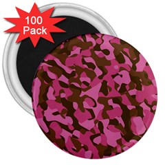 Pink And Brown Camouflage 3  Magnets (100 Pack) by SpinnyChairDesigns