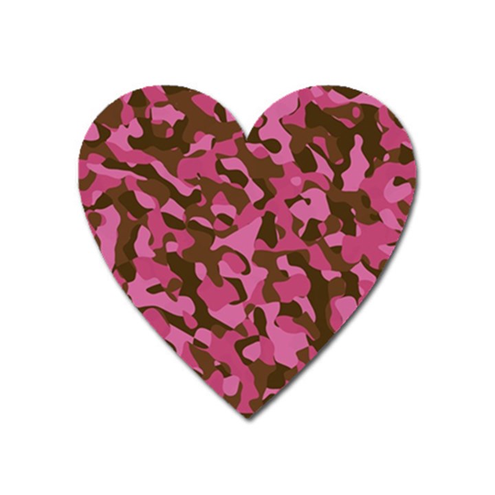 Pink and Brown Camouflage Heart Magnet