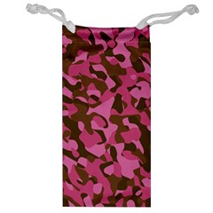 Pink And Brown Camouflage Jewelry Bag by SpinnyChairDesigns