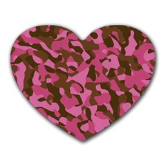 Pink And Brown Camouflage Heart Mousepads by SpinnyChairDesigns