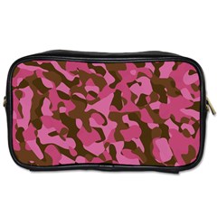 Pink And Brown Camouflage Toiletries Bag (one Side) by SpinnyChairDesigns