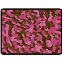 Pink And Brown Camouflage Fleece Blanket (large)  by SpinnyChairDesigns