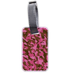 Pink And Brown Camouflage Luggage Tag (two Sides) by SpinnyChairDesigns