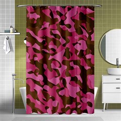 Pink And Brown Camouflage Shower Curtain 48  X 72  (small)  by SpinnyChairDesigns