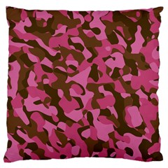 Pink And Brown Camouflage Large Cushion Case (one Side) by SpinnyChairDesigns