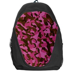 Pink And Brown Camouflage Backpack Bag by SpinnyChairDesigns