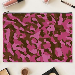 Pink And Brown Camouflage Cosmetic Bag (xxxl) by SpinnyChairDesigns