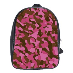 Pink And Brown Camouflage School Bag (xl) by SpinnyChairDesigns