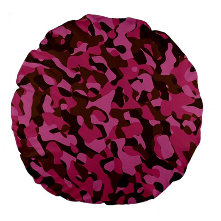 Pink and Brown Camouflage Large 18  Premium Flano Round Cushions