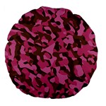 Pink and Brown Camouflage Large 18  Premium Flano Round Cushions Back