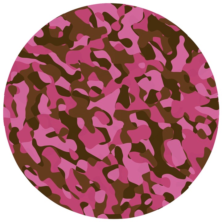 Pink and Brown Camouflage Wooden Puzzle Round