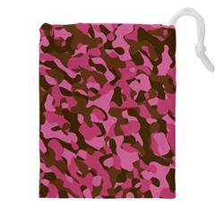 Pink And Brown Camouflage Drawstring Pouch (4xl)