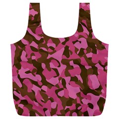 Pink And Brown Camouflage Full Print Recycle Bag (xxxl) by SpinnyChairDesigns