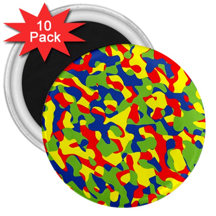 Colorful Rainbow Camouflage Pattern 3  Magnets (10 pack) 