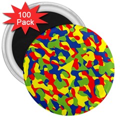 Colorful Rainbow Camouflage Pattern 3  Magnets (100 Pack) by SpinnyChairDesigns