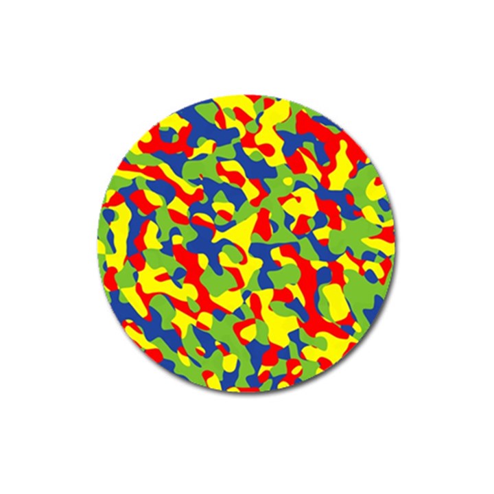 Colorful Rainbow Camouflage Pattern Magnet 3  (Round)