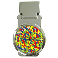 Colorful Rainbow Camouflage Pattern Money Clip Watches by SpinnyChairDesigns