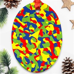 Colorful Rainbow Camouflage Pattern Oval Ornament (two Sides)