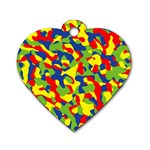 Colorful Rainbow Camouflage Pattern Dog Tag Heart (Two Sides) Front